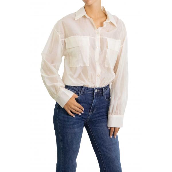 Camicia tinta unita con tasche Flavia 